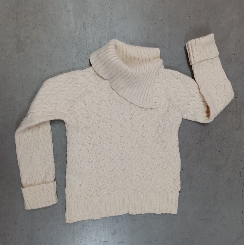 Fisherman Out of Ireland Wool & Cashmere Convertible Button Turtleneck Sweater